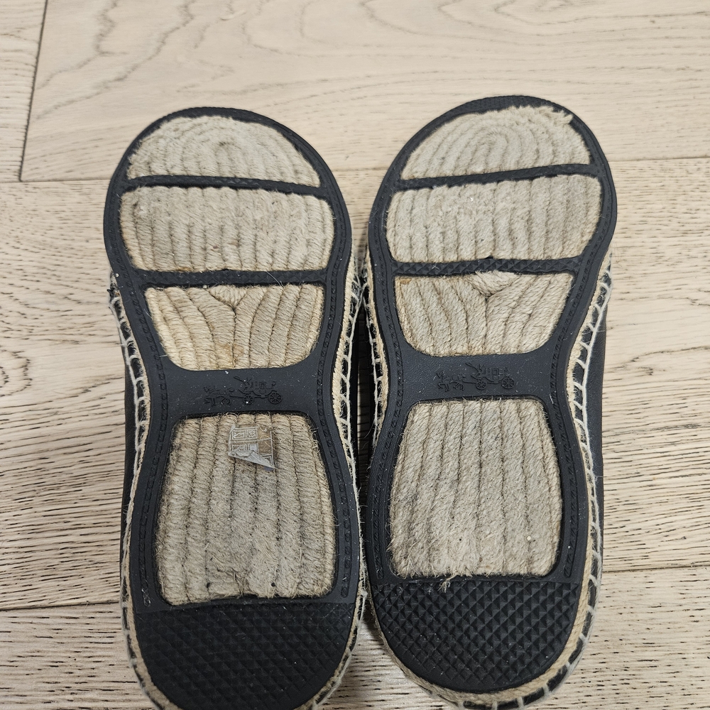 Coach Rhodelle Espadrilles Black Leather Size 7 - Picture 9 of 9